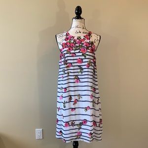 Betsy Johnson Floral & Stripes Sleeveless Dress 12